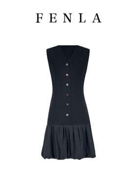 【惠姐私服】法式轻奢风显瘦无袖V领蓬蓬裙摆短款连衣裙 83880