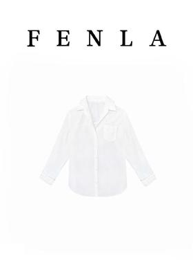 【惠姐私服】老钱风蕾丝拼接宽松衬衫外套白色长袖衬衣上衣 82925