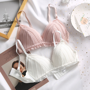 内衣女薄款夏季小胸聚拢无钢圈防下垂少女大胸显小三角杯内心文胸