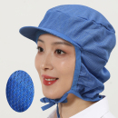 工厂网格透气防护帽 头部防护系带包发帽子用品 食品车间工作专用