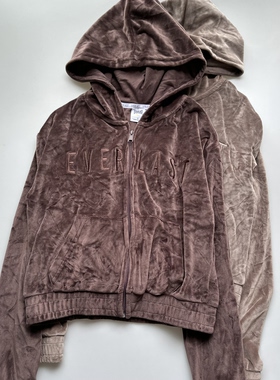 外贸原单Ever*last短款连帽开衫卫衣女运动休闲上衣健身瑜伽外套