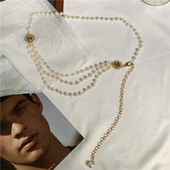 多层珍珠腰链女配连衣裙装 韩国新款 夏季 饰细腰带ins简约百搭裙带