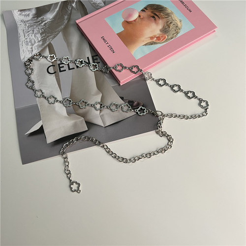 无品牌女小花朵细腰链合金身体链