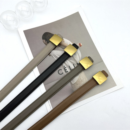 复古金色小方块二层皮革裤带皮带