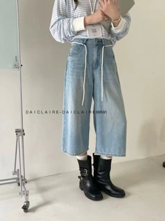daiclaire代嘉儿99591牛仔裤女夏季森调山本裤巴恩风七分阔腿裤