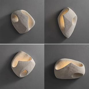 侘寂风壁灯民宿酒店背景墙设计师装饰床头高级感艺术复古过道石头