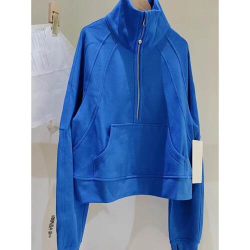 欧货高级感克莱因蓝拉链卫衣女秋冬新款宽松慵懒风休闲套头