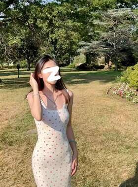 ZY617ZY526性感纯欲风白色碎花连衣裙拼接微弹包臀裙大露背吊带裙