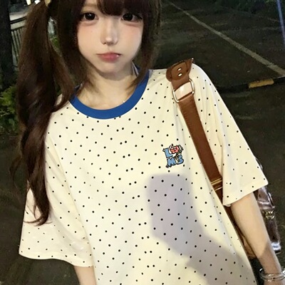 2026新款夏季时尚韩版宽松原版打板插肩袖圆领短袖T恤女上衣