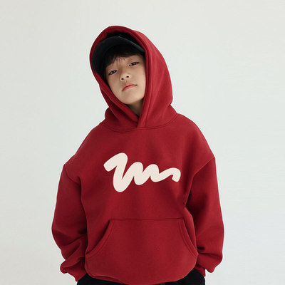 男童新款2025爆款时尚洋气连帽卫衣秋冬加绒潮外套儿童本命年衣服