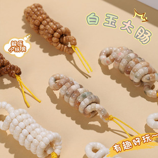 海南小白玉菩提手串蒜瓣大肠直切桶珠长条非菩提根文玩佛珠手链