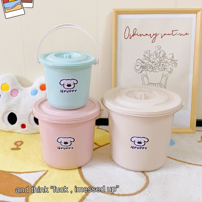 带盖小号水桶加厚家用手提玩具收纳桶家务桶儿童沙滩桶美术便携桶