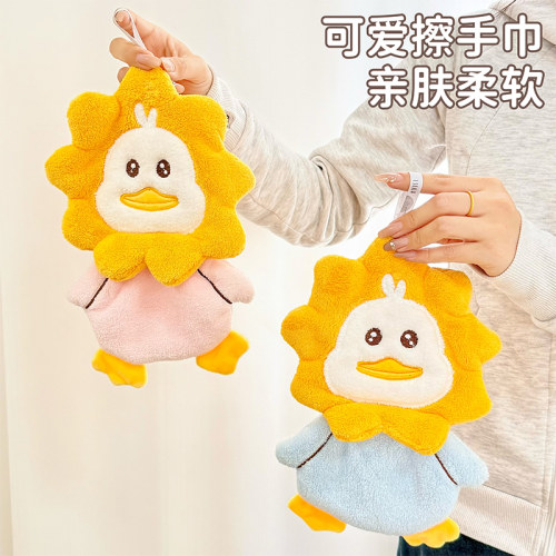 可爱擦手巾挂式吸水加厚卫生间卡通擦手帕毛巾洗手小方巾厨房抹布