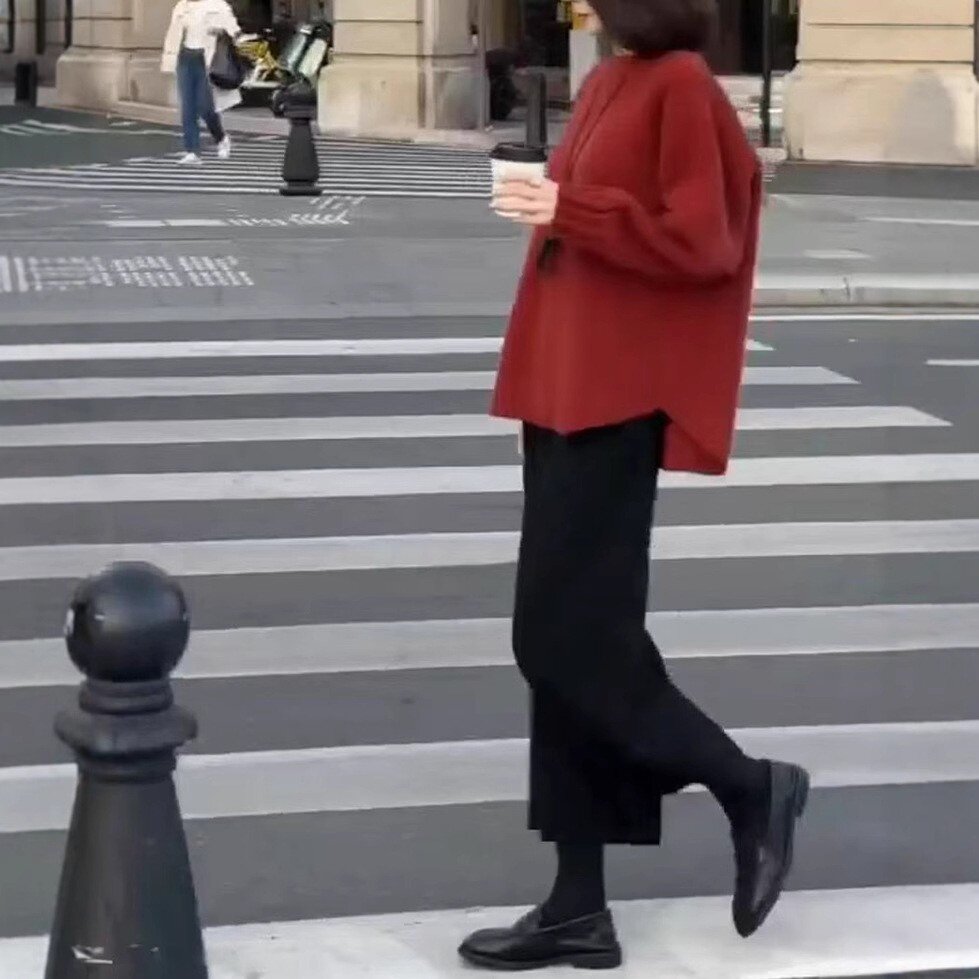 241228大爱美依缘2026新款韩版宽松纯色套头上衣开叉半身裙洋气女