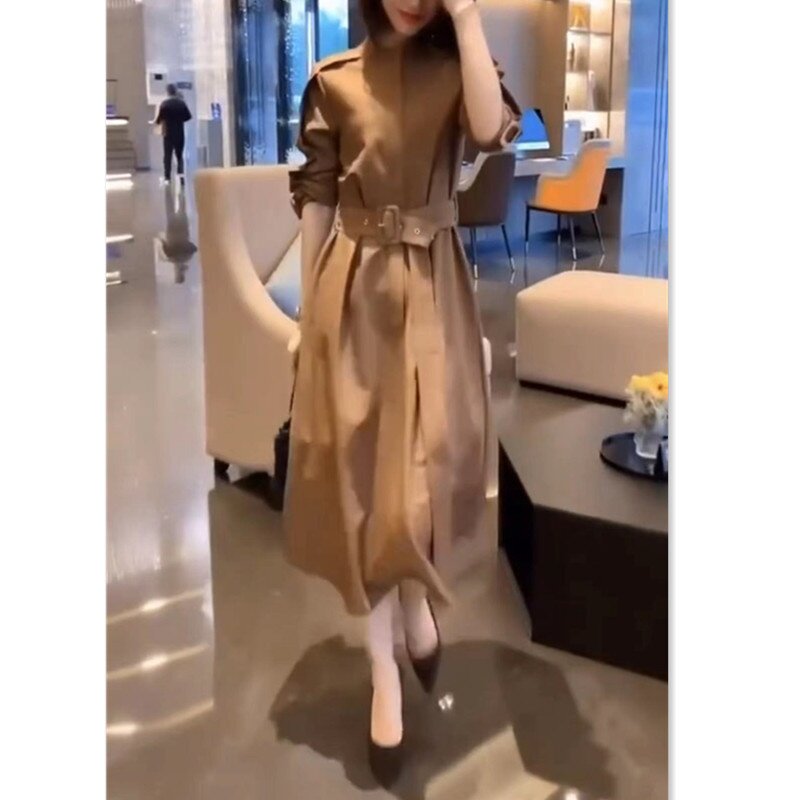 9982大爱美依缘2026春季新款时尚立领收腰连衣裙女中长款显瘦女裙