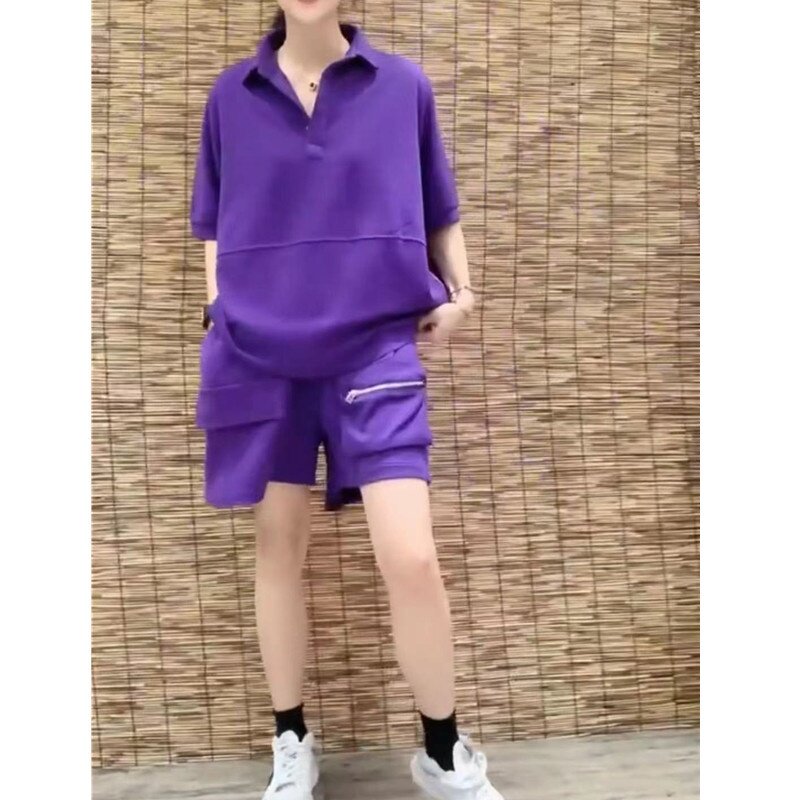9556大爱美依缘2025夏季新款糖果色两件套短袖上衣阔腿短裤时尚潮