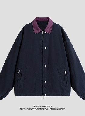 J907 P94 控158 美式复古工装水洗做旧夹克外套宽松上衣潮秋季