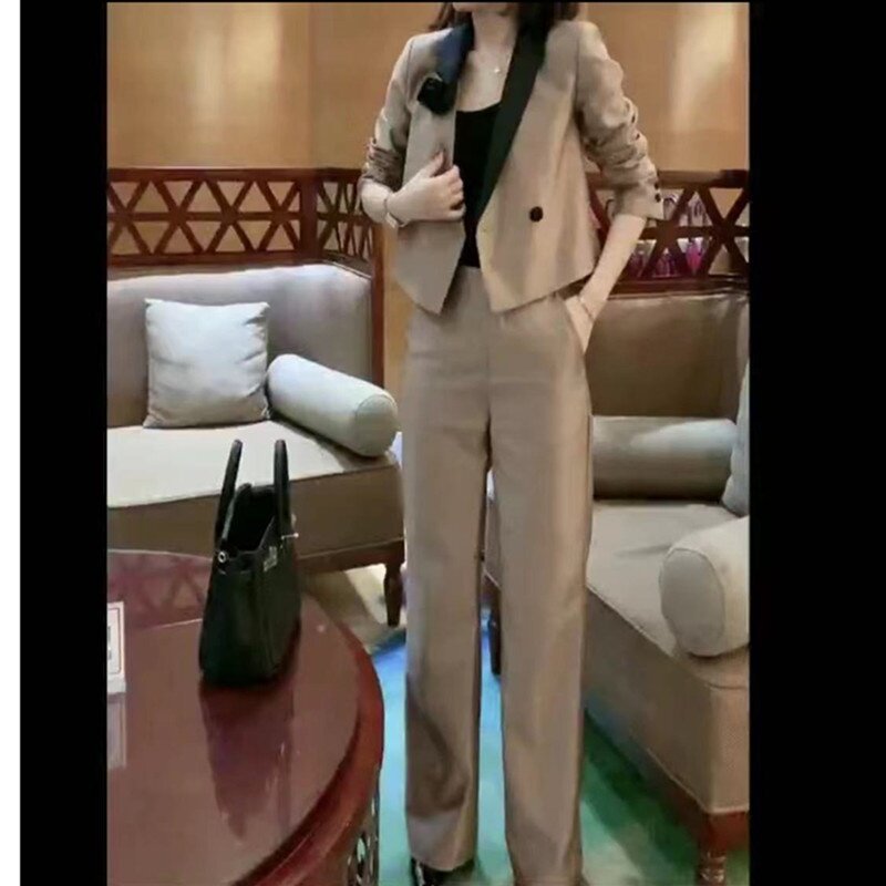88200大爱美依缘2025早春新款时尚OL西服外套+直筒裤修身显瘦女装