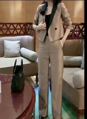 88200大爱美依缘2025早春新款时尚OL西服外套+直筒裤修身显瘦女装