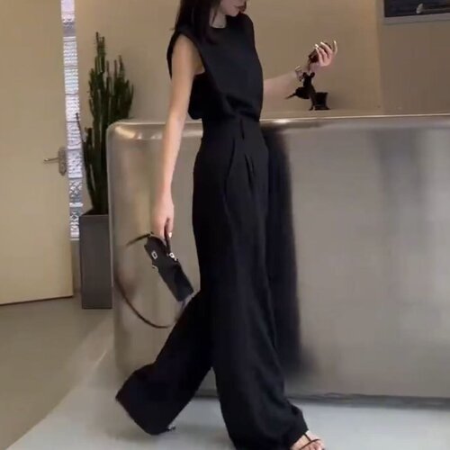 25338大爱美依缘2025夏季新款轻熟风时尚无袖上衣高腰阔腿裤高级