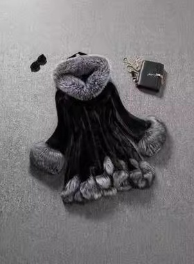 S-6XL2017新款仿皮草人造皮草外套女款白色兔毛貂皮冬装连帽大衣