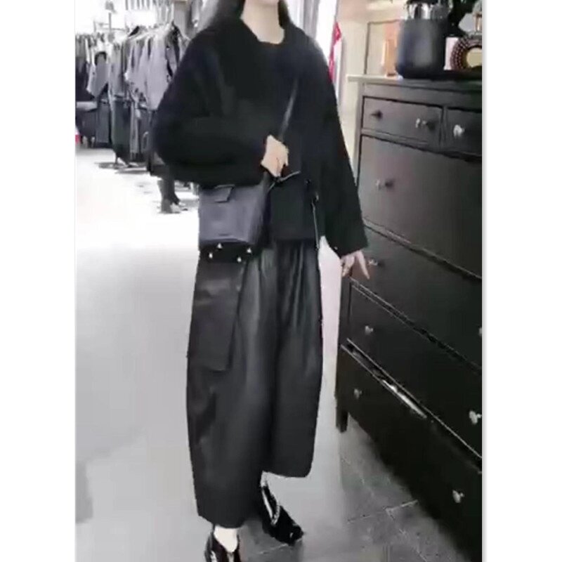 88216大爱美依缘2025早春新款宽松显瘦黑色休闲哈伦裤韩版女裤潮