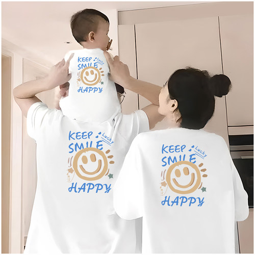 炸街高端亲子装一家三四口t恤2025新款潮夏装短袖母子母女全家装