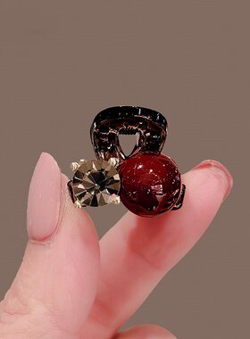 红色珍珠迷你小抓夹女前额侧边小夹子2026新款刘海夹水钻发夹发饰