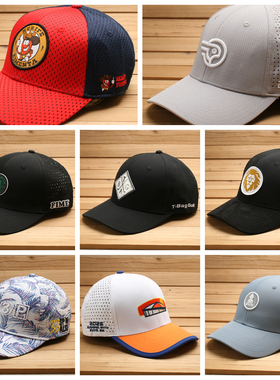 ins欧美吸汗男女激光打孔网眼硬顶速干弯檐鸭舌棒球帽高尔夫运动