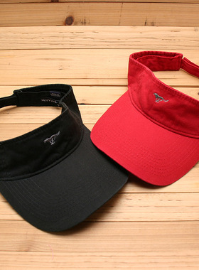 夏季户外出游遮阳水洗纯棉男女通用素色光身小标狼宽檐空顶帽无顶