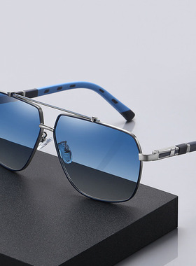 时尚渐变蓝偏光墨镜男女开车驾驶旅游防紫外线帅酷双梁潮流太阳镜