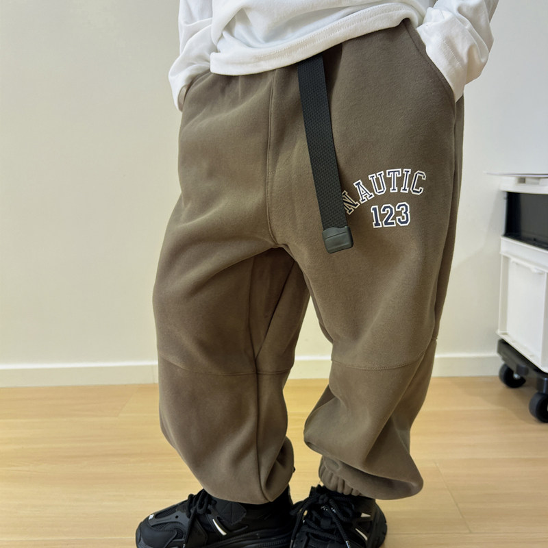 加绒休闲运动裤儿童一体绒卫裤