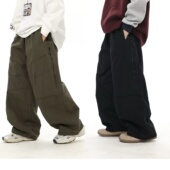 裤 春装 潮 儿童帅气百搭拉链装 饰工装 新款 男童日系慵懒风休闲直筒裤