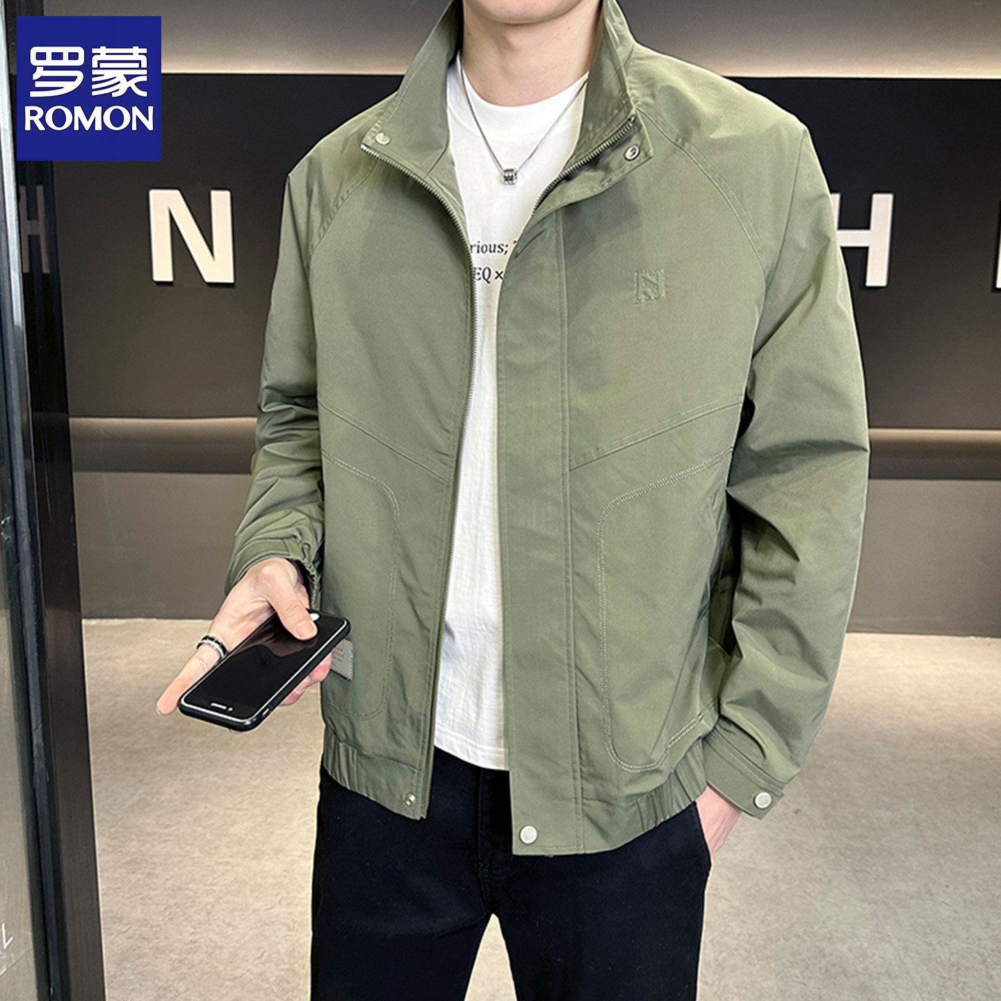 罗蒙男士春秋季薄款夹克外套图片
