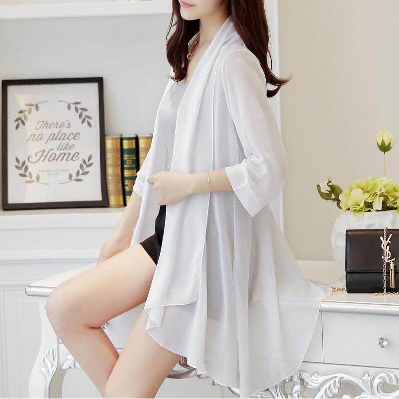 外套女2020夏裝新款防曬衣韓版寬松中長款純色雪紡衫 大碼薄開衫在類目 女裝/女士精品, 蕾絲衫/雪紡衫中 - 來自Buy2taobao.com提供專業的淘寶代購服務