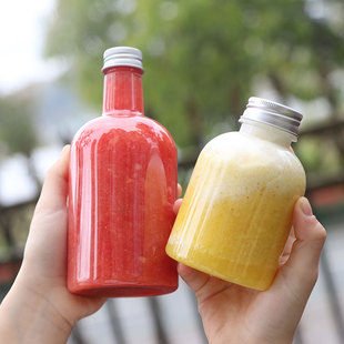 500ml加厚塑料熬夜水果酒冷饮奶茶店用瓶子圆形食品级pet高透包装