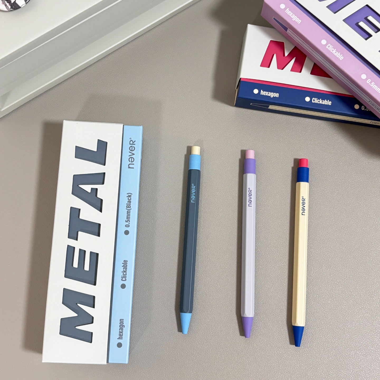 never六角杆金属笔礼盒按动中性笔速干签字笔商务简约送礼磁吸盒