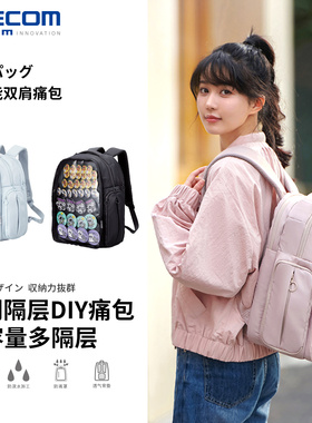 ELECOM多功能透明双肩包痛包学生书包电脑包15.6寸登机包旅行背包