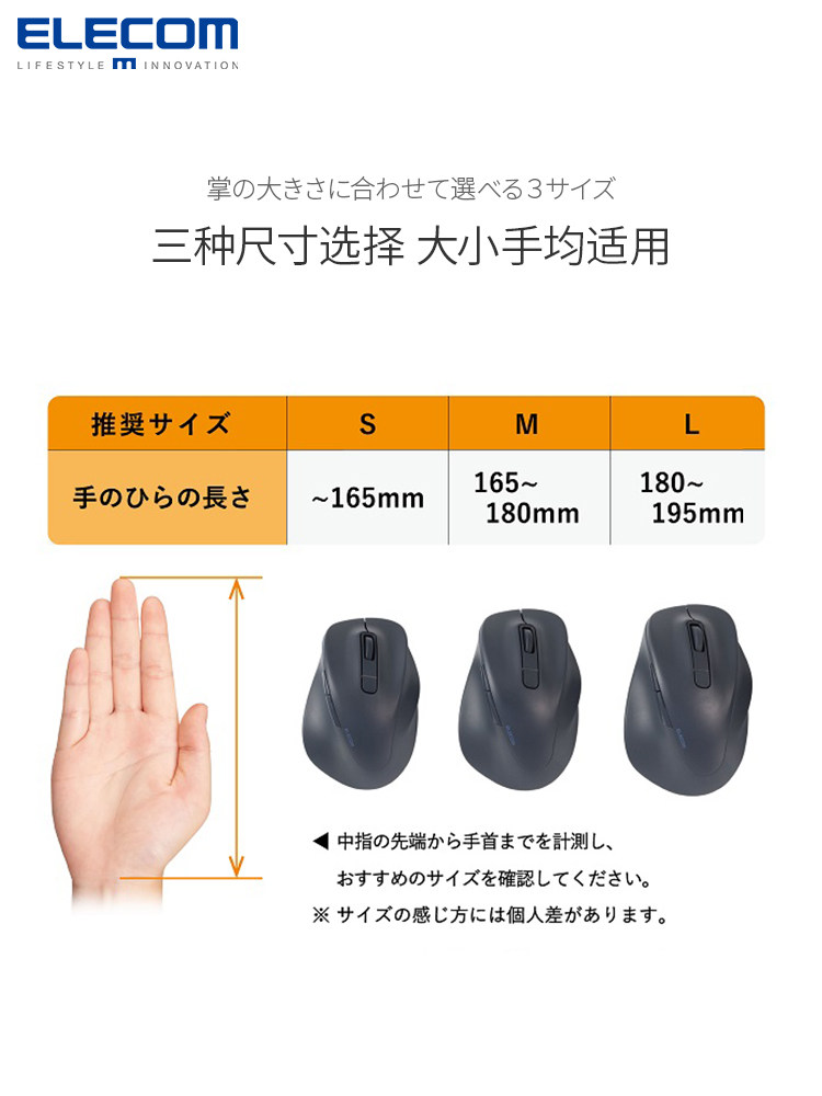 ELECOM 무선 블루투스 그립 마우스 왼손 무음 마우스 사무실 유선 마우스 컴퓨터 노트북 마우스