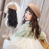 羊毛卷全头套 潮流长卷发网红秋冬款 假发儿童贝雷帽子一体时尚 时尚