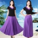 Футболка, сиреневая длинная юбка, короткий рукав