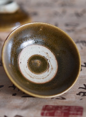 云南土陶茶杯纯手工龙窑柴烧粗陶茶碗冰裂复古茶具品茗杯主人杯