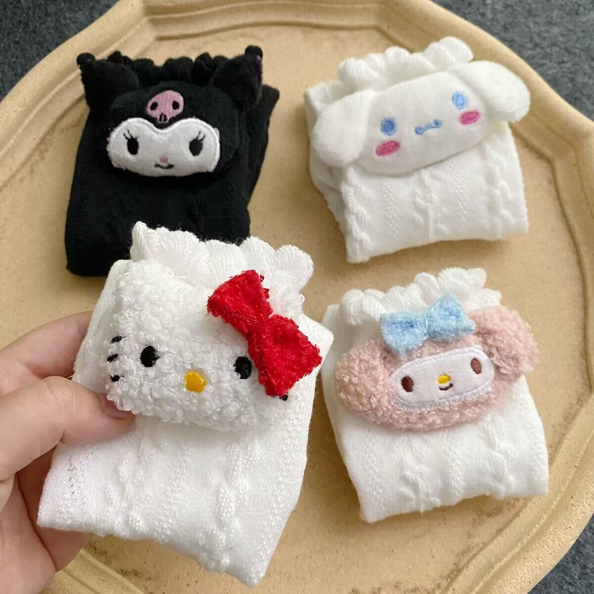 抖音卡通玉桂狗美乐蒂kt猫袜子女秋冬白色洛丽塔情侣可爱ins
