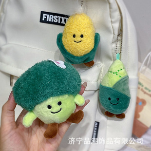 创意仿真蔬菜白菜西兰花挂件毛绒玩具可爱玉米竹笋钥匙扣包包挂饰