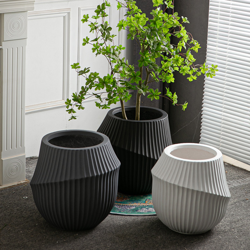 轻奢高级感落地镁泥花盆黑金刚橡皮树天堂鸟百合竹大号绿植盆,家居饰品,花盆,淘宝优惠券,粉丝福利购,淘宝优惠卷