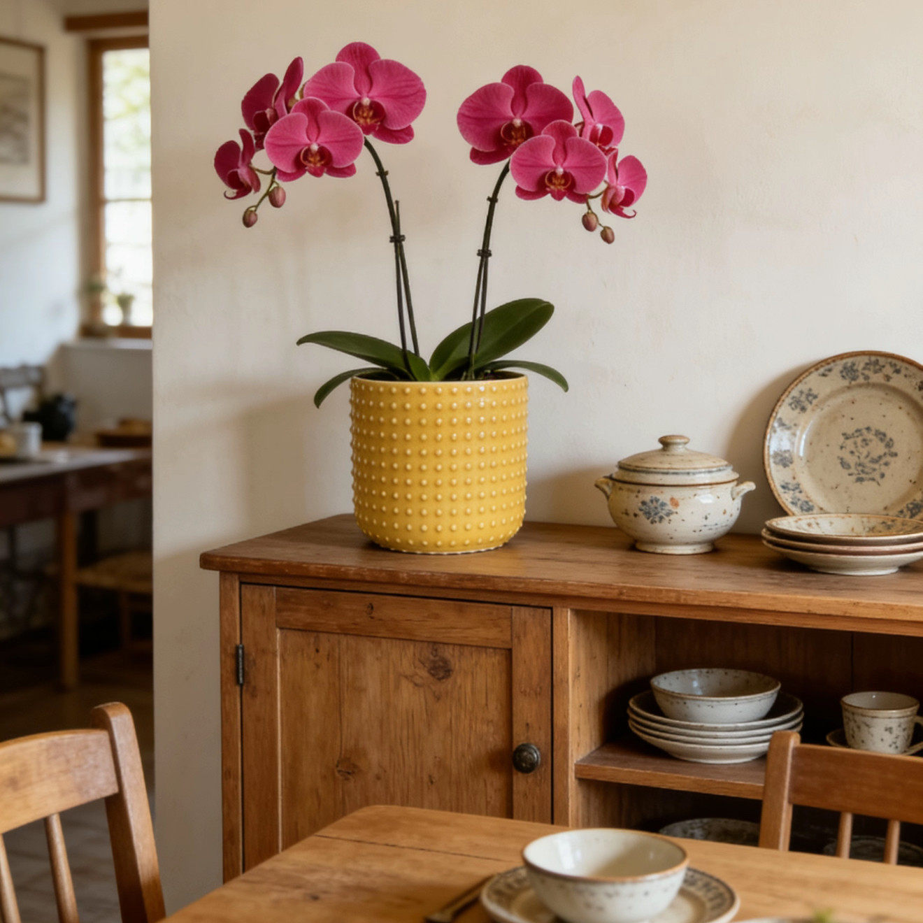 北欧陶瓷浮雕花冰裂釉蝴蝶兰花盆复古家居软装轻奢艺术透气简约