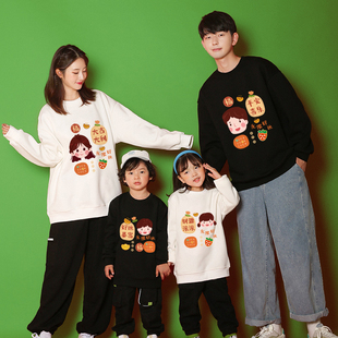 亲子装五口六口全家装秋装2025新款潮母女母子装一家三口四口卫衣