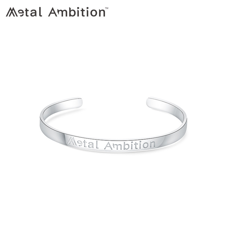 金属野心925银女气质宽边手镯