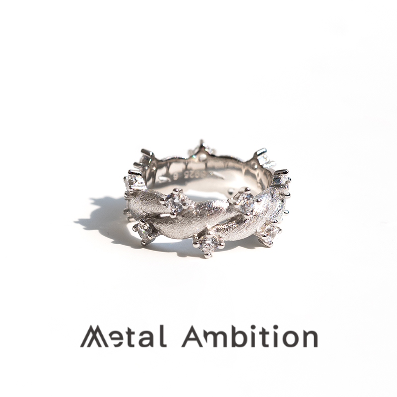 藤蔓拉丝工艺麻花中古戒指