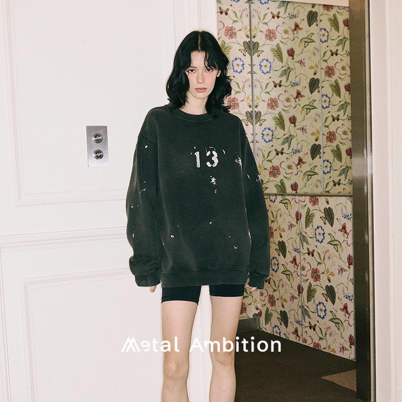 厚金属野心加绒卫衣新款宽松圆领